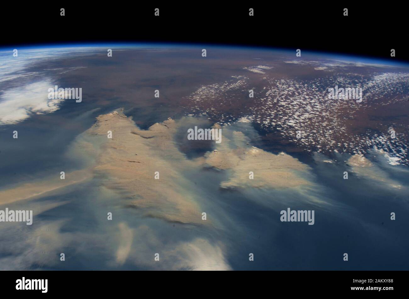 The devastating bushfires in southeastern Australia as seen from space on 4 January 2020 Stock Photo