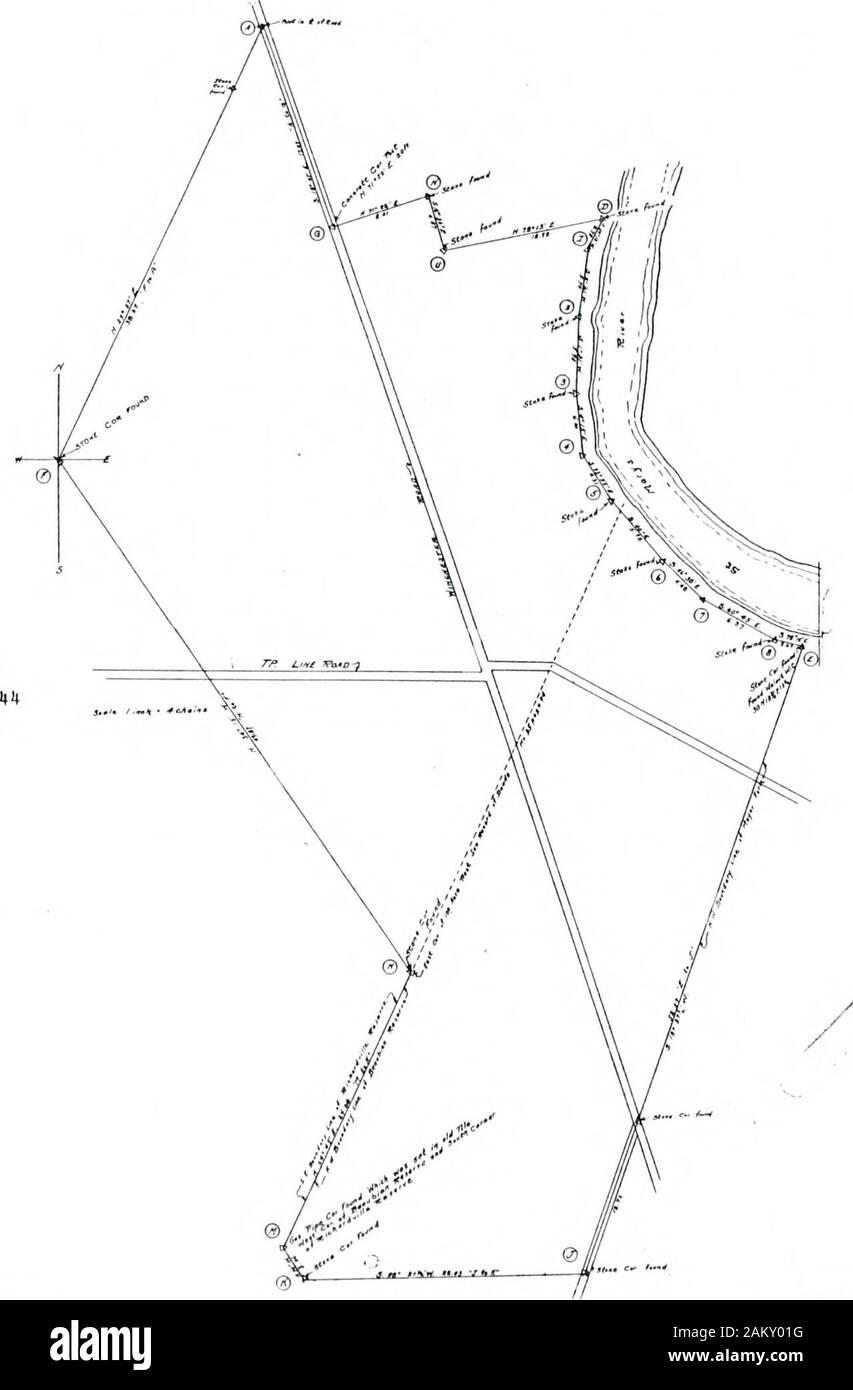 Abstract of title of part of the Richardville Reserve in Allen County, Indiana . eserve 63 chains and 75 links to the northwestcorner of said reserve, thence south 38 degrees east28 chains and 36 links, thence north 16 degrees east77 chains and 2 links to said St. Marys River,thence with the meanderlngs of said river to theplace of beginning, containing 146 acres, all lo-cated in township 29 and 30 N., Range 12 East, andcontaining 367 acres, more or less. Blanchard H. Ross (Seal) Mary D. Ross (Seal) Acknowledged November 9, 1916 by Blanchard H. Ross and Mary Ross, before John C. Capron, Notary Stock Photo