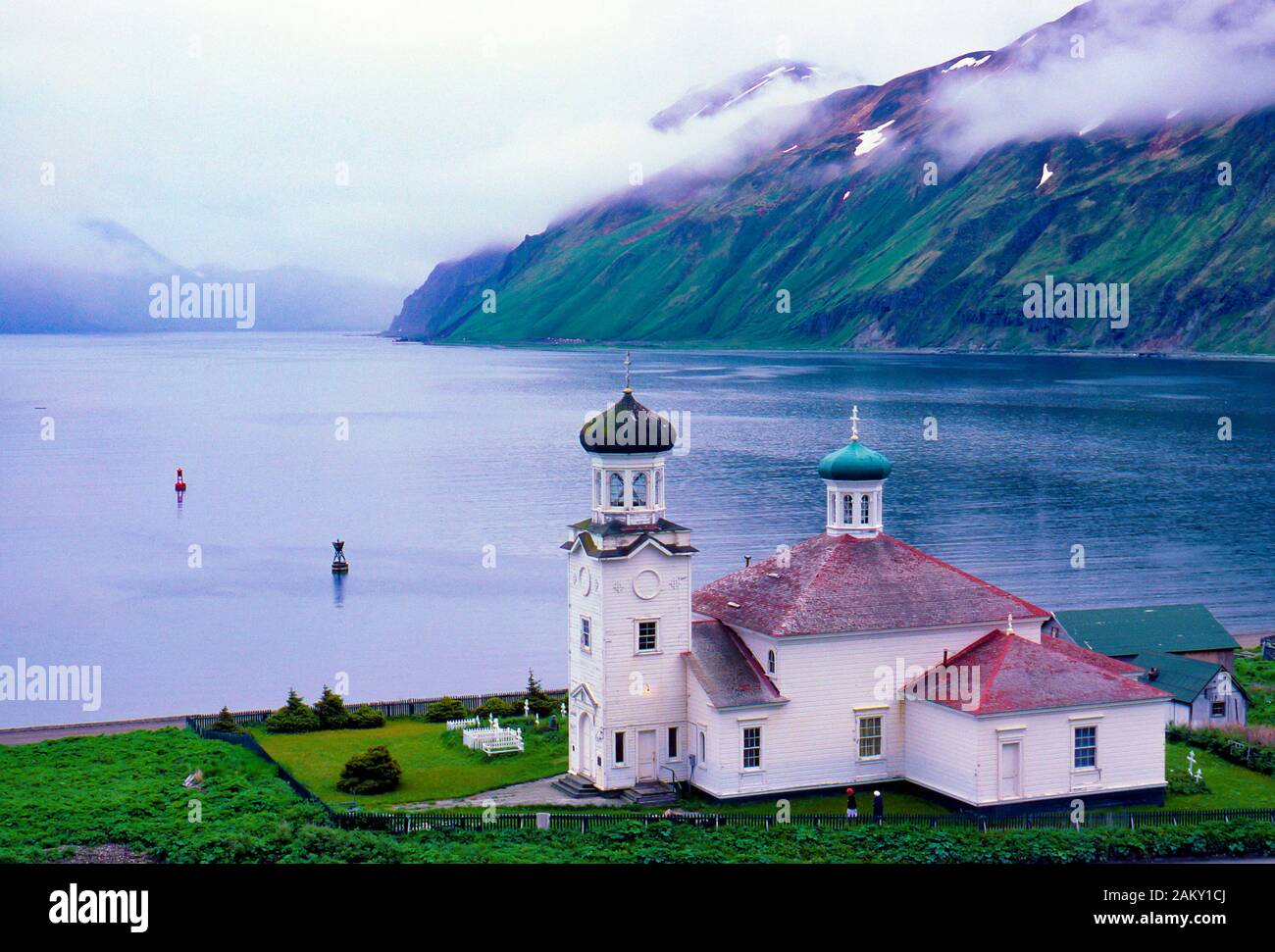 Russian Orthodox Church, Dutch Harbor, Aleutian Islands, Alaska. Built in 1894. Stock Photo