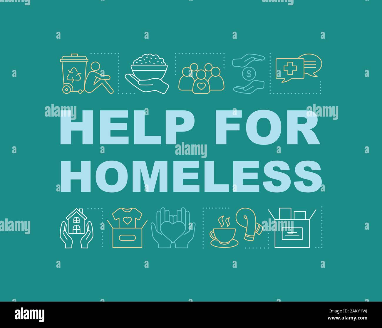 Help For Homeless Word Concepts Banner Charity For Beggars Presentation Website Emergency Shelters Food Donation Isolated Lettering Typography I Stock Vector Image Art Alamy