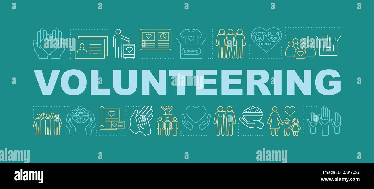 Volunteering word concepts banner. Charitable foundation. Nonprofit