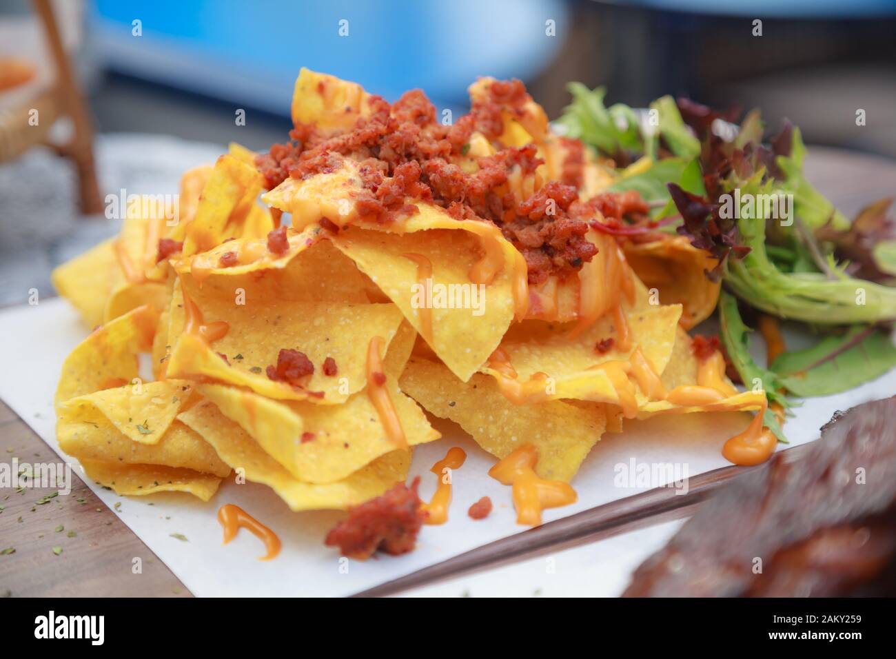 Mexican Crispy Crunchy tortilla chips, snack food made from corn