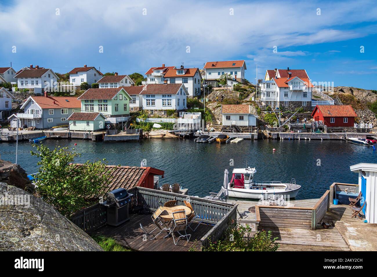 View to the city Gullholmen in Sweden. Stock Photo