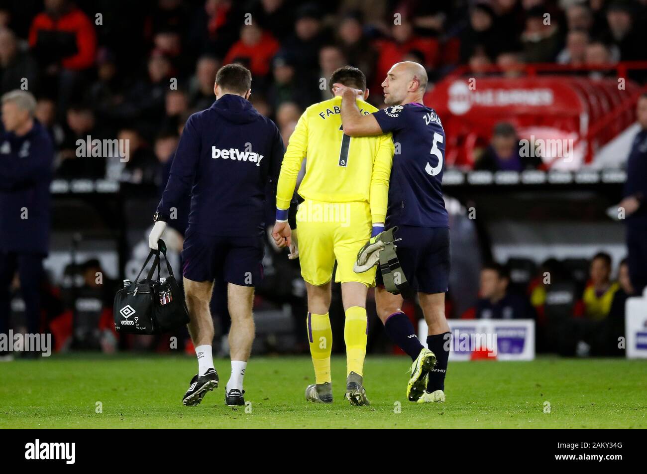 West Ham United goalkeeper Lukasz Fabianski leaves the pitch after