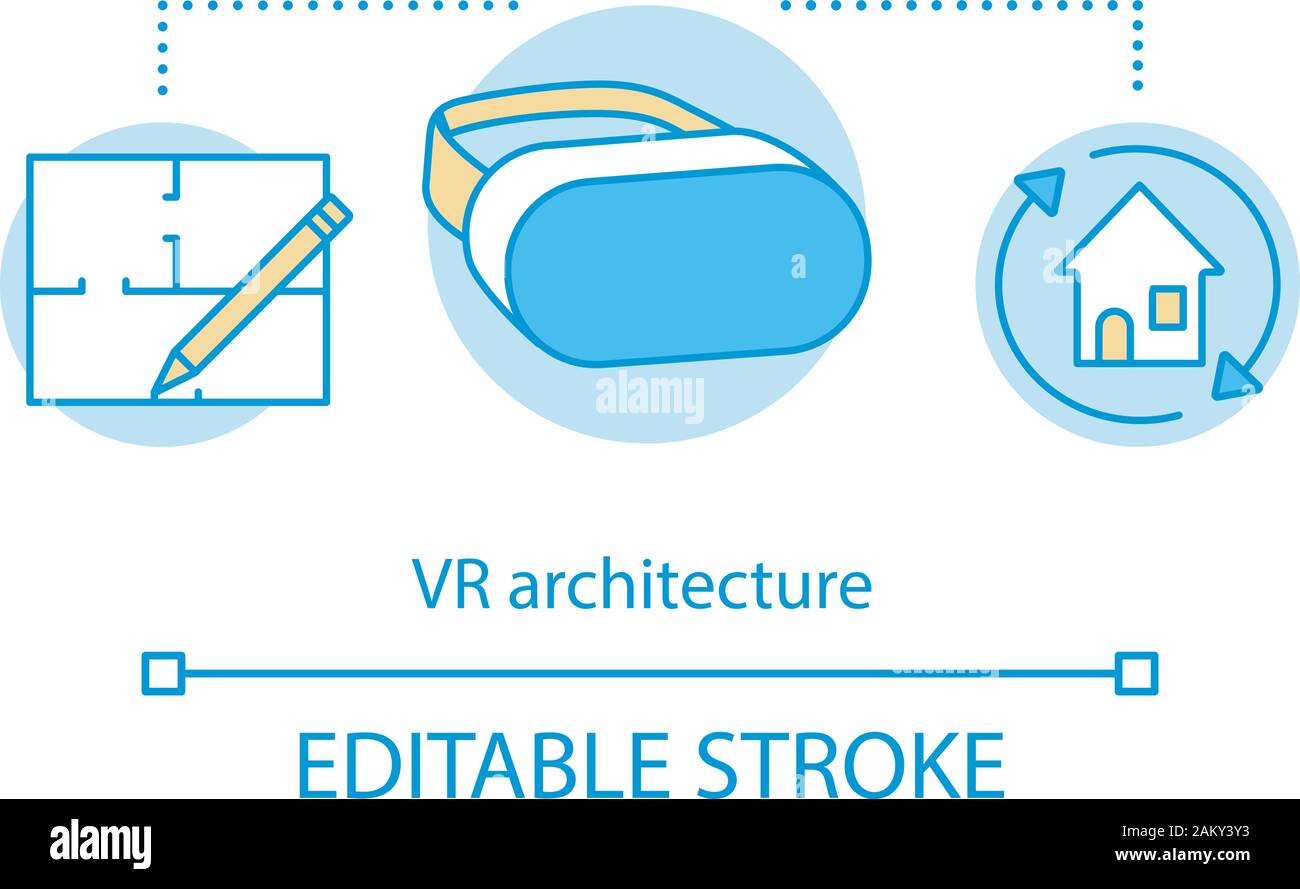 Virtual reality architecture concept icon. Building development. VR 360