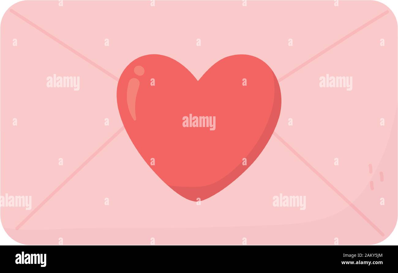 happy valentines day envelope heart love messsage vector illustration ...