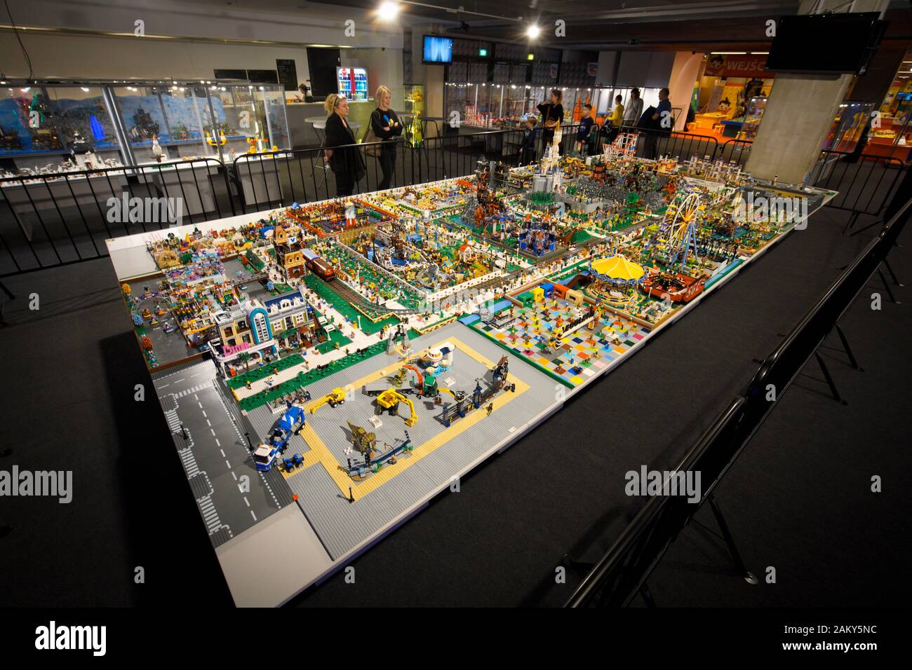Warsaw Poland. 10th Jan 2020. A large table with LEGO constructions is seen at a LEGO exhibition at the National Stadium in Warsaw Poland on Jan. 10 2020. Credit Jaap Arriens Xinhua Alamy Live