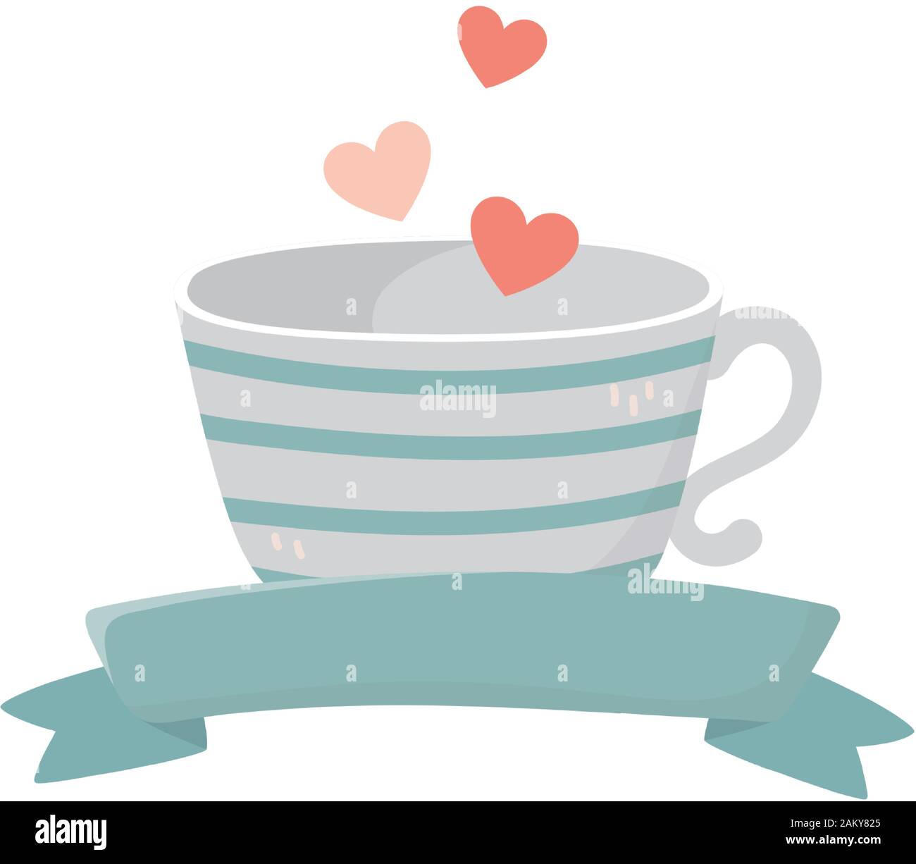 happy valentines day coffee cup flying hearts love romantic vector ...