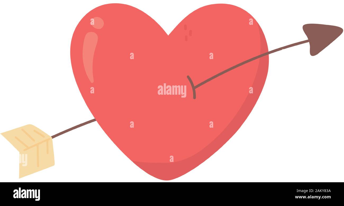 happy valentines day pierced heart arrow love card vector illustration ...