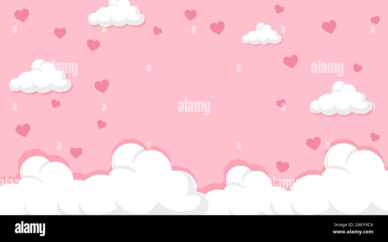 Valentine theme with hearts in pink sky illustration Stock Vector Image ...