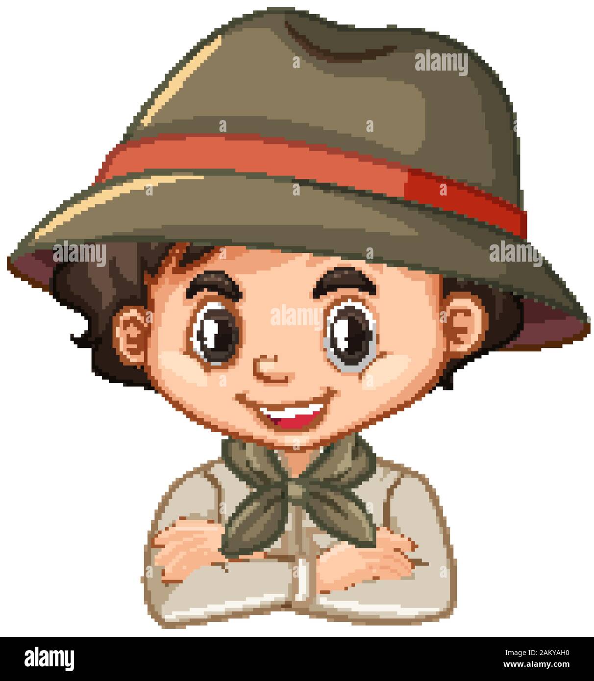 Boy in scout uniform with brown hat illustration Stock Vector Image ...