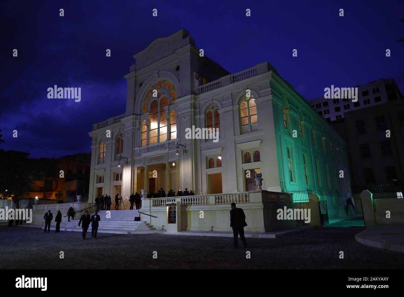 (200110) -- ALEXANDRIA (EGYPT), Jan. 10, 2020 (Xinhua) -- Photo taken on Jan. 10, 2020 shows the Eliyahu Hanavi synagogue in Alexandria, Egypt. Egypt's Tourism and Antiquities Ministry reopened on Friday the Eliyahu Hanavi synagogue in the Mediterranean city of Alexandria after fully restoring the 14-century Jewish place of worship. (Xinhua/Ahmed Gomaa) Stock Photo