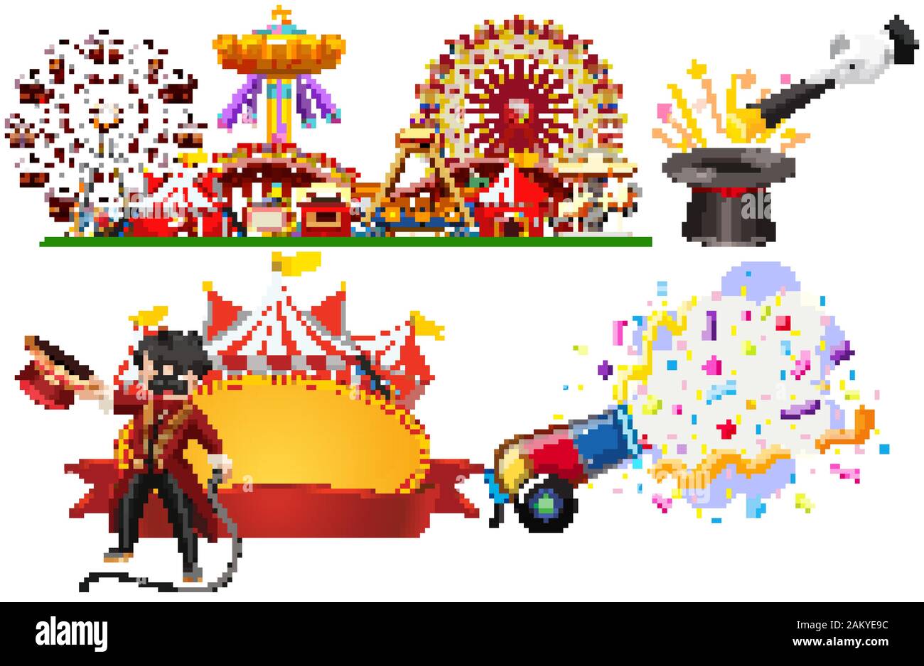 Circus sign and themepark scene on white background illustration Stock ...