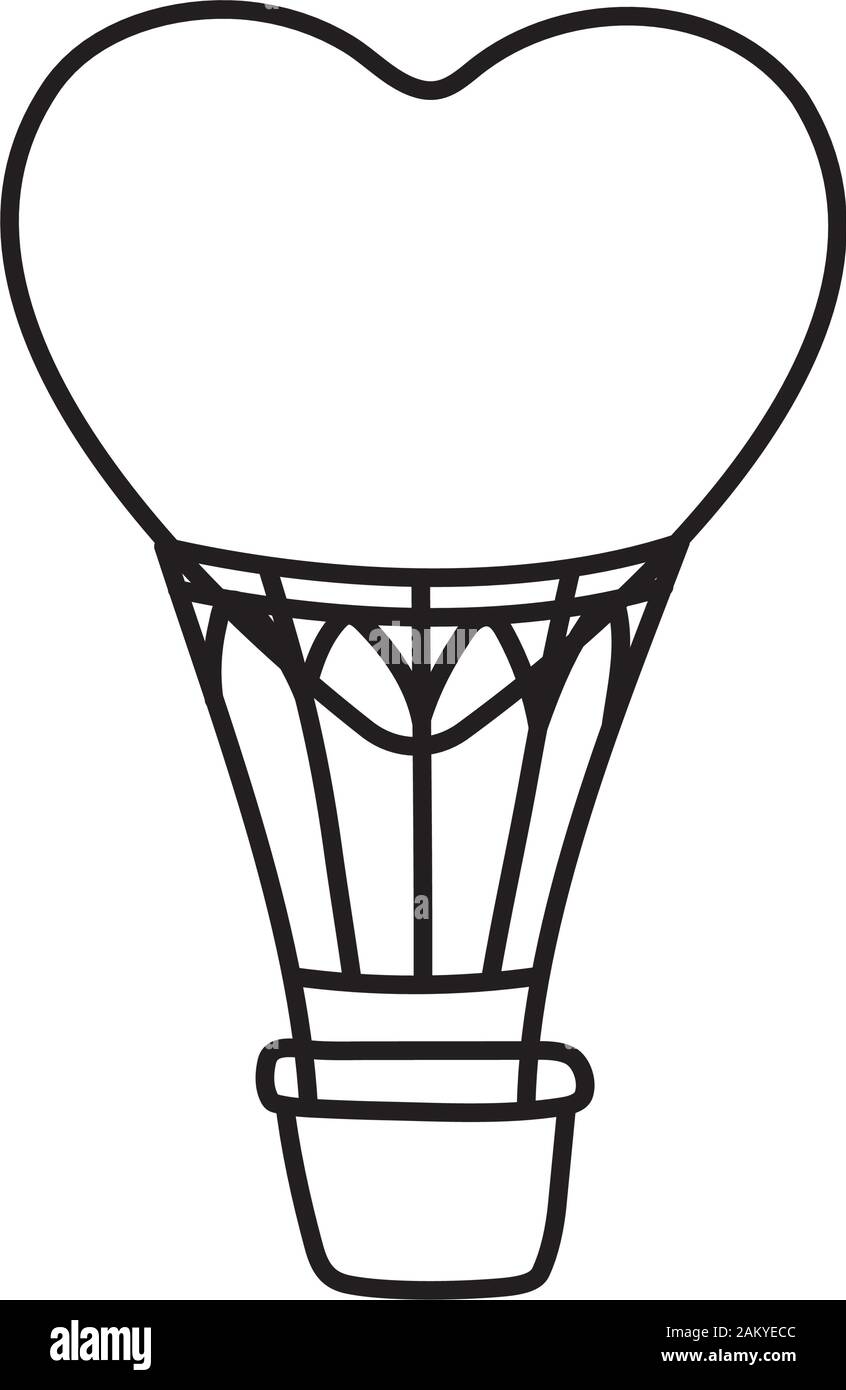 happy valentines day hot air balloon shaped heart decoration vector ...