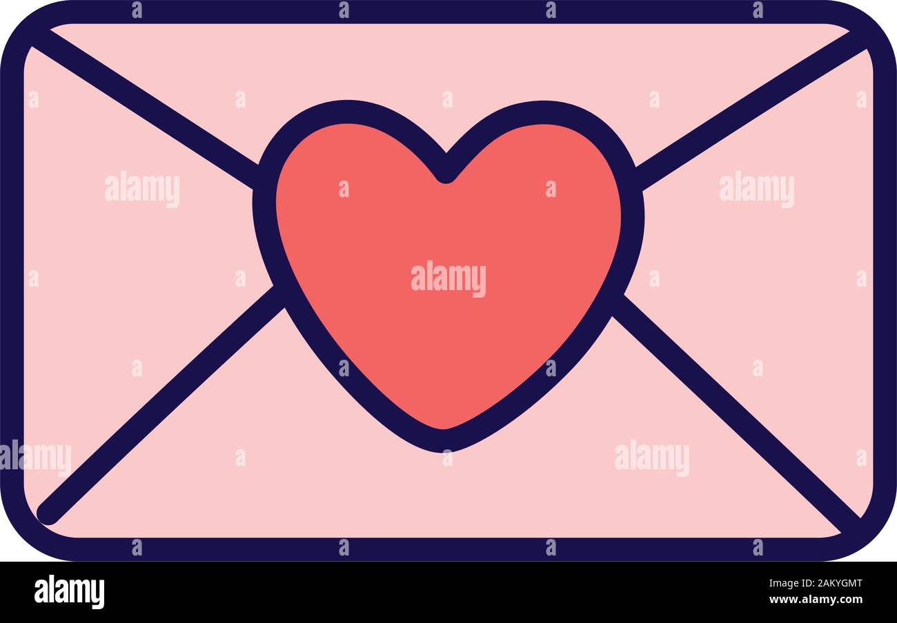 happy valentines day envelope heart love messsage vector illustration ...