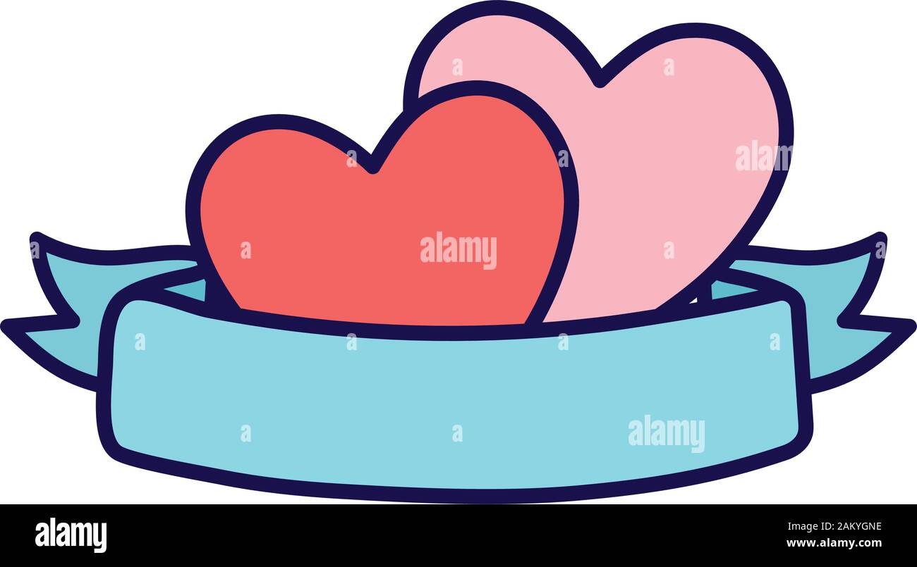 happy valentines day hearts love romantic ribbon vector illustration ...