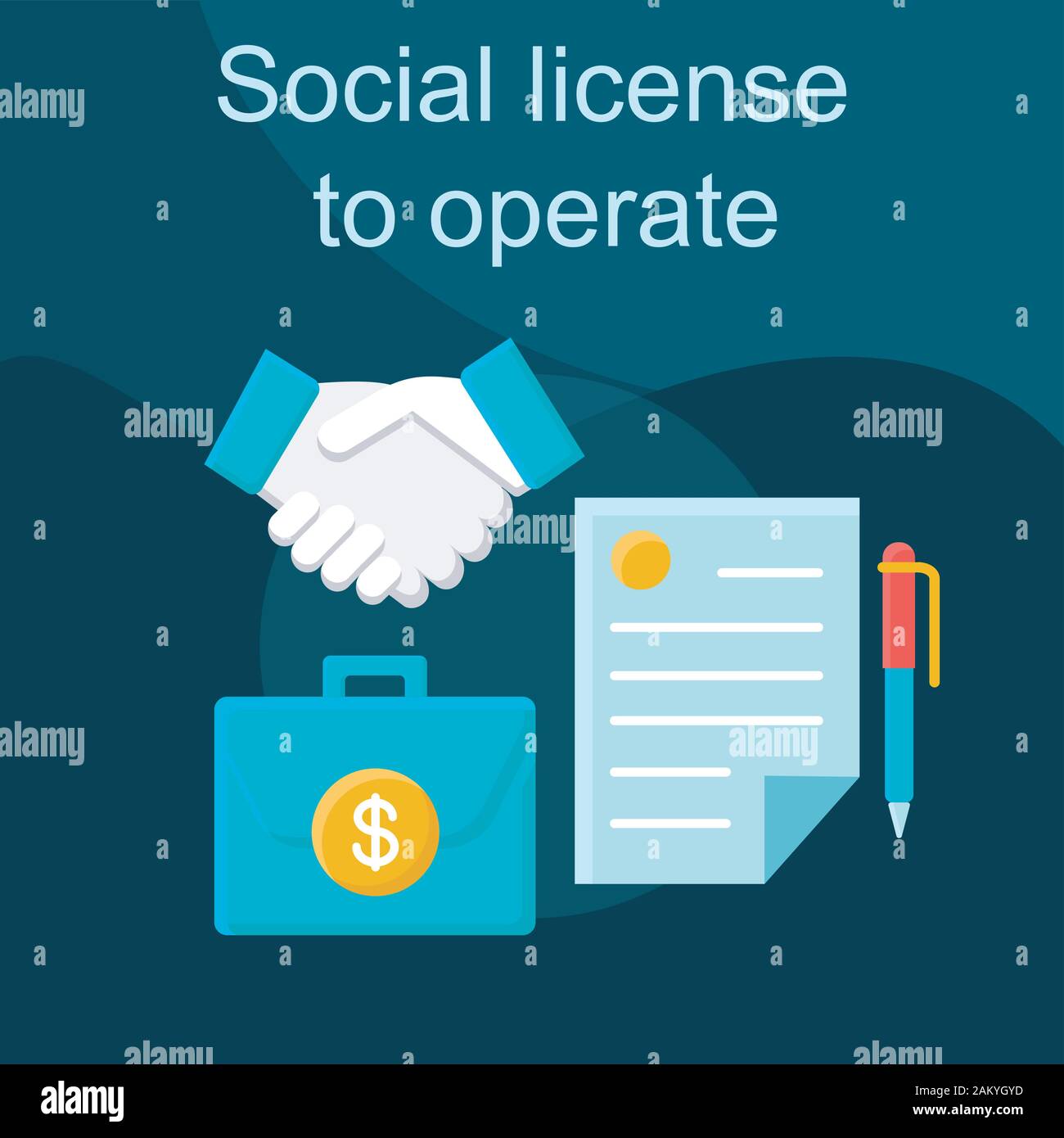 Social license to operate flat concept vector icon. Stakeholders idea ...