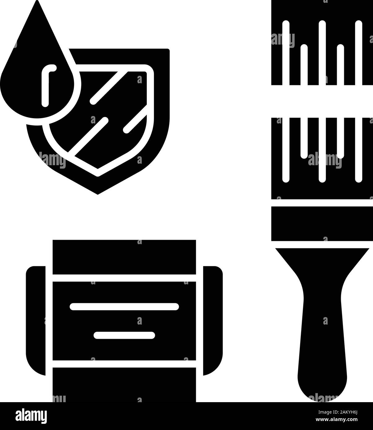 Waterproof paint glyph icon. Water resistant polymer coating. Repellent ...