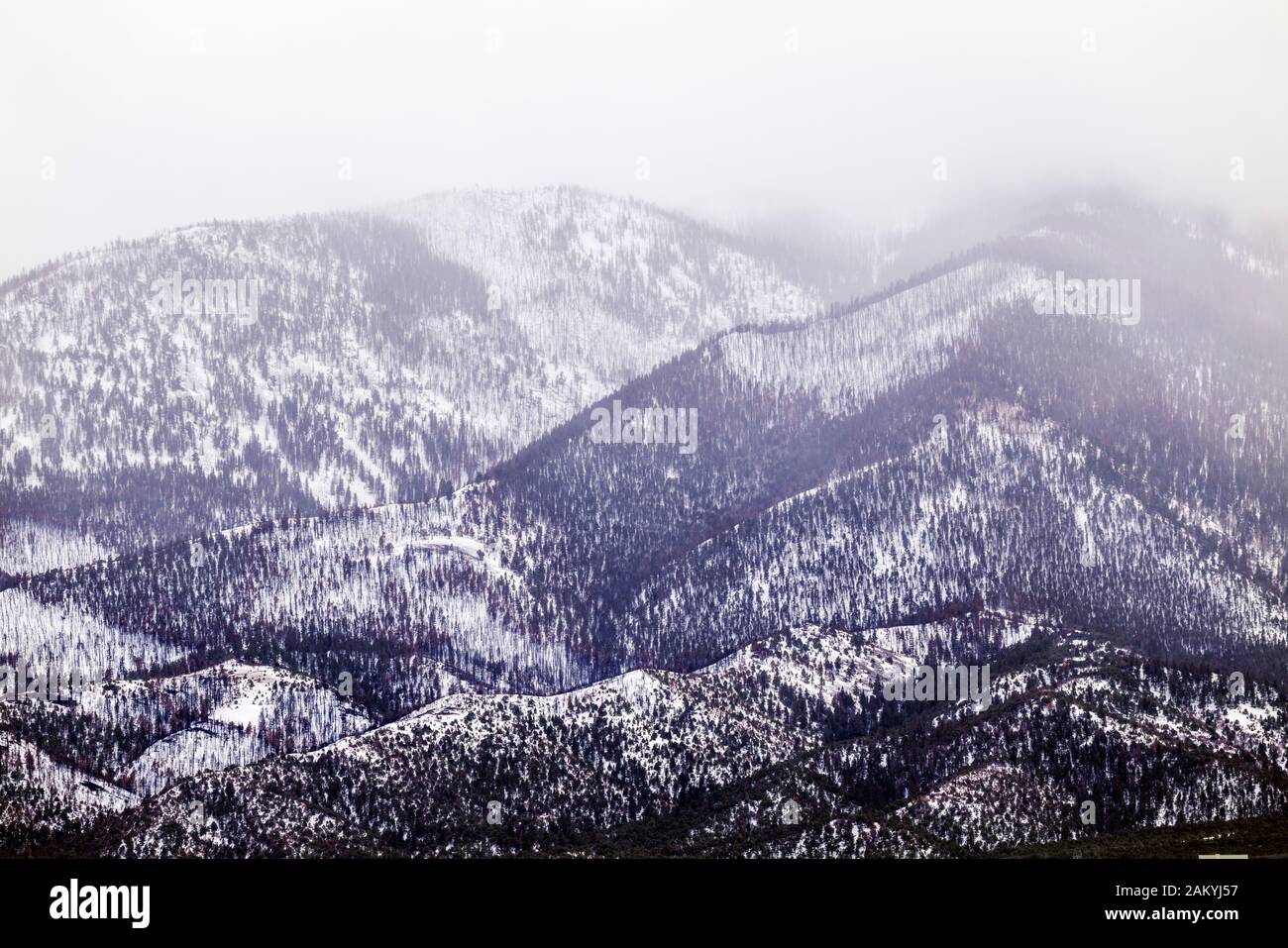 Stormy cloudy winter view of snow covered Methodist Mountain; Sangre de Cristo Range; near Salida; Coloraod; USA Stock Photo