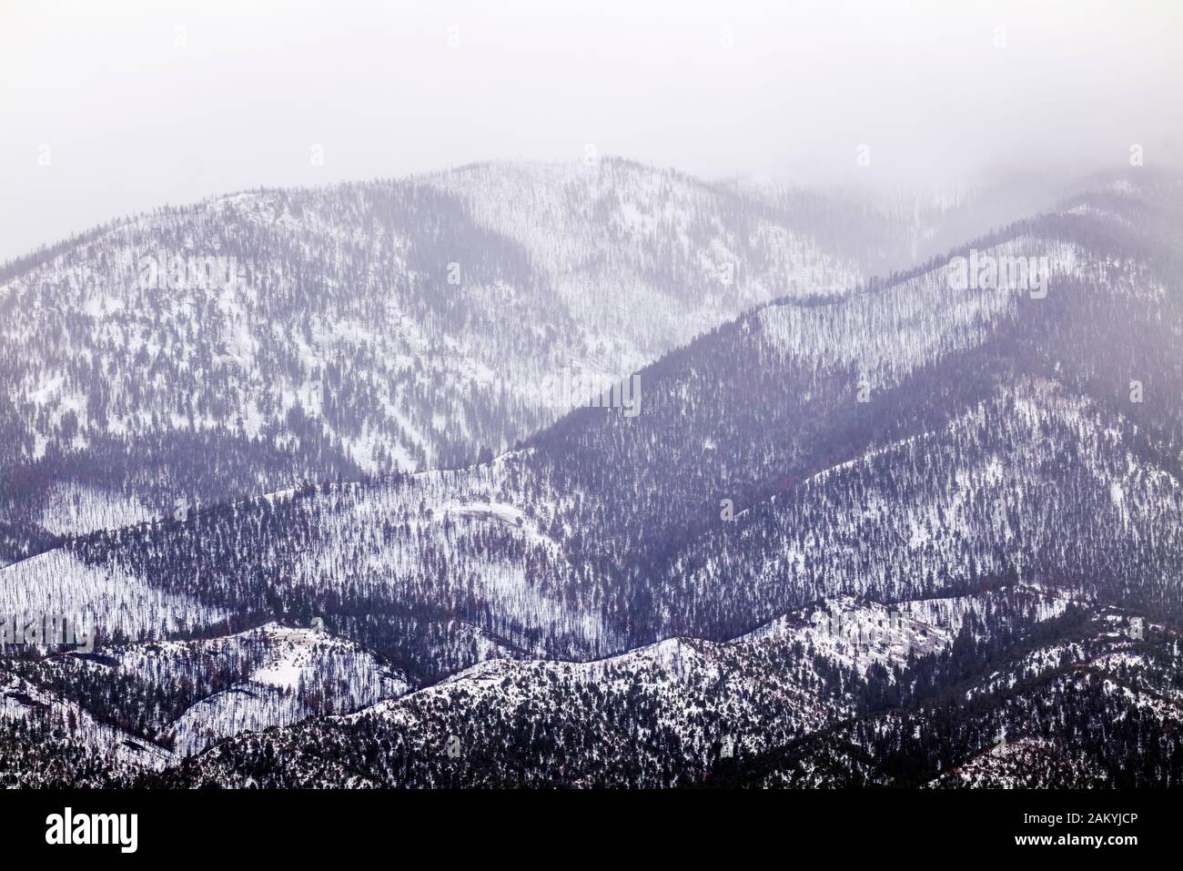 Stormy cloudy winter view of snow covered Methodist Mountain; Sangre de Cristo Range; near Salida; Coloraod; USA Stock Photo