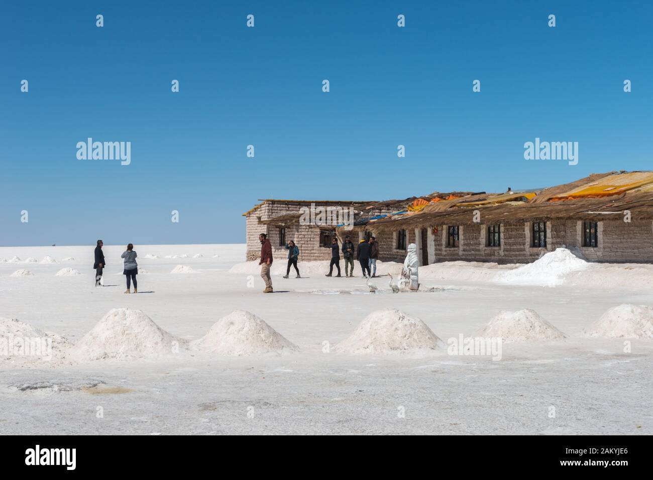 The world´s biggest saltlake Salar de Uyuni, Department Potosi, Southwest Bolivia, Latin America Stock Photo