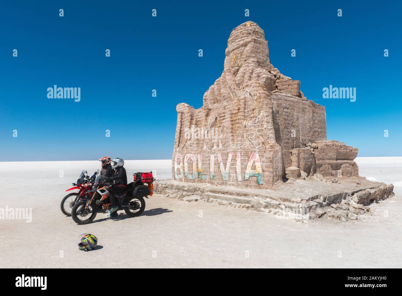 The world´s biggest saltlake Salar de Uyuni, Department Potosi, Southwest Bolivia, Latin America Stock Photo
