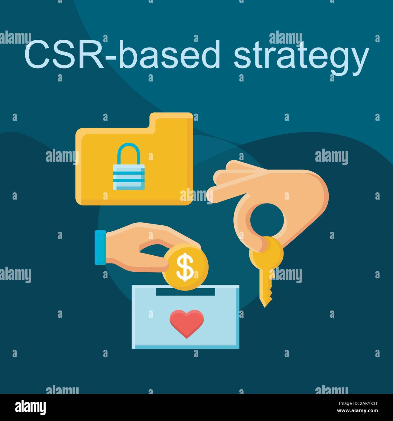 Corporate social responsibility flat concept vector icon. CSR strategy ...