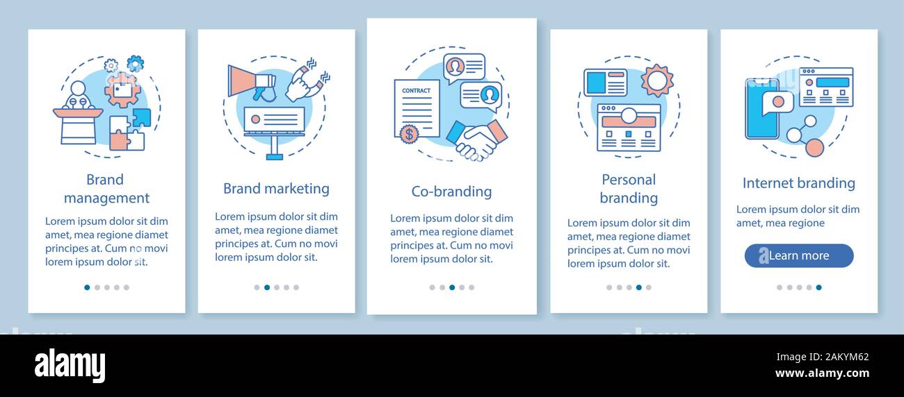 Branding types onboarding mobile app page screen, linear concepts ...