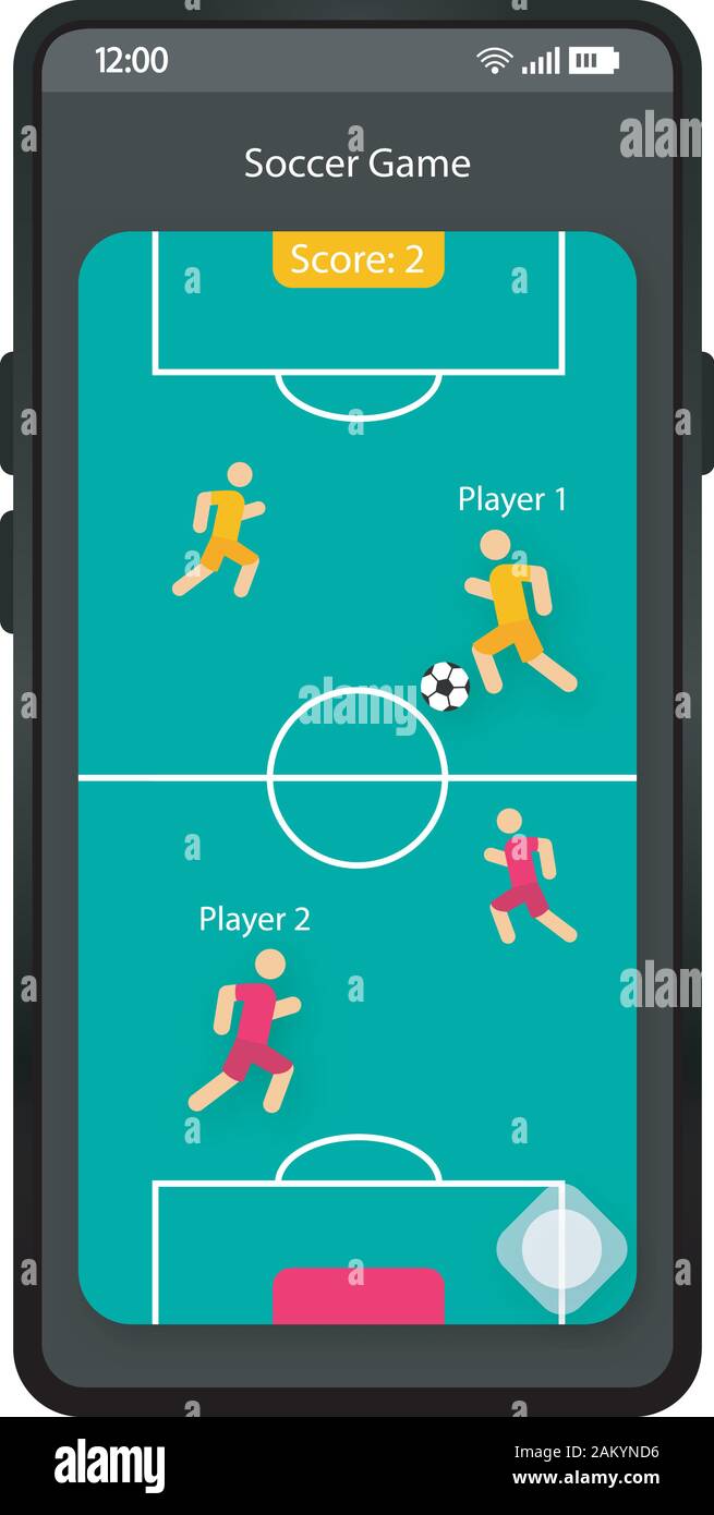 Soccer game app smartphone interface vector template. Mobile app page