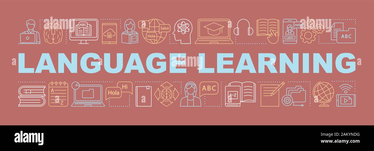 Language learning word concepts banner. Grammar, speaking ...