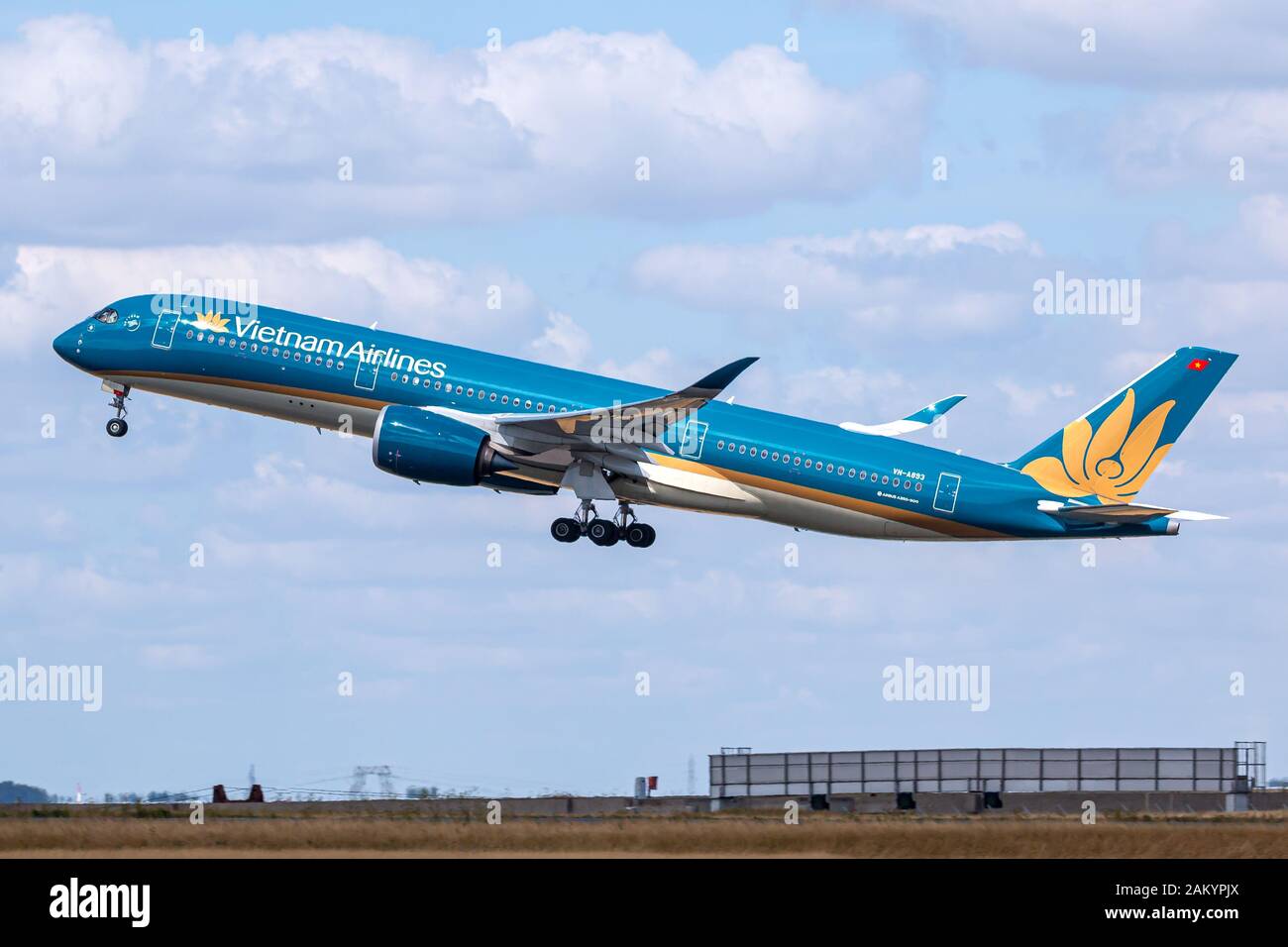 Paris, France August 17, 2018 Vietnam Airlines Airbus A350 airplane