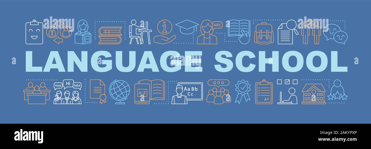 Language courses for kids word concepts banner. Presentation. Foreign ...