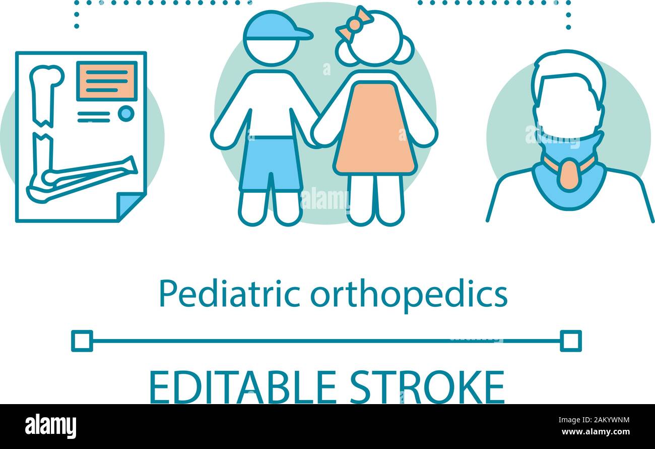 Pediatric orthopedics concept icon. Kids fracture and sprain. Physical