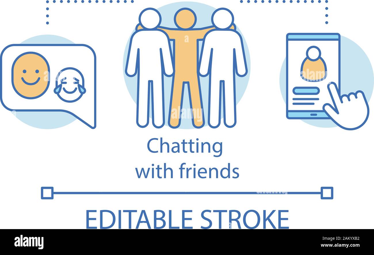 Chatting with friends concept icon. Online communication. Message friendly  reaction. Social media. Virtual friends support idea thin line illustration  Stock Vector Image & Art - Alamy