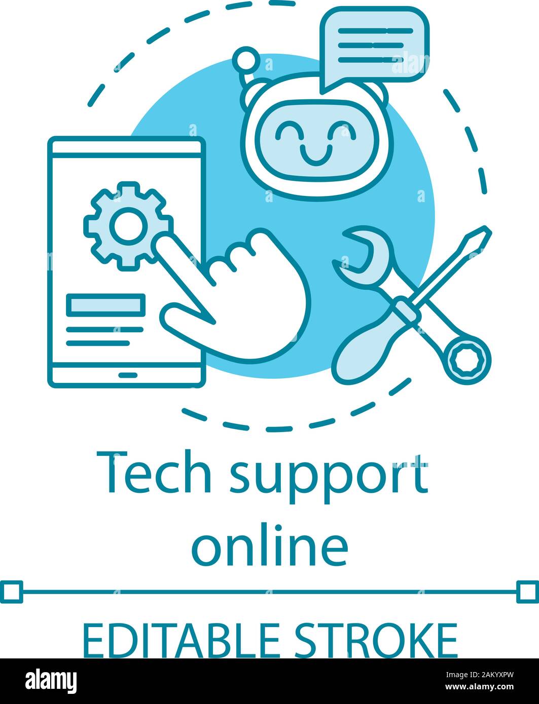 Tech support online concept icon. Virtual client care. Online help and ...