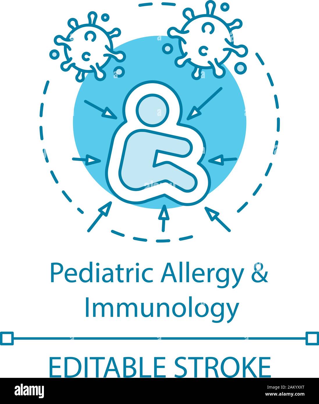 Pediatric allergy and immunology concept icon. Kids diseases. Allergens