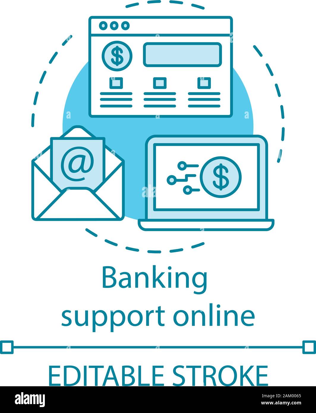 Banking support online concept icon. Online bank account management. Remote  financial service. Bank client system idea thin line illustration. Vector  Stock Vector Image & Art - Alamy