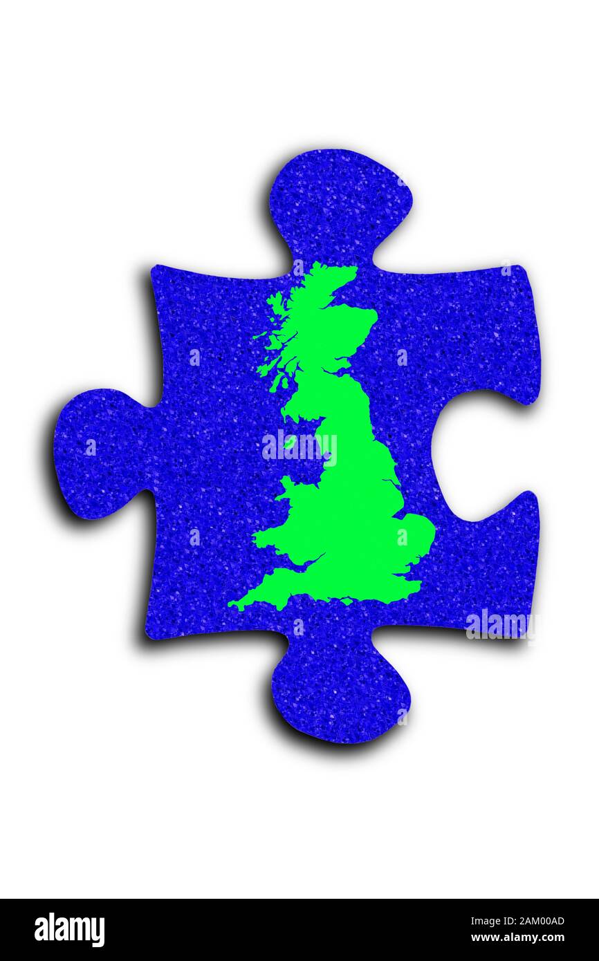 Jigsaw piece with map of England, Scotland and Wales Stock Photo