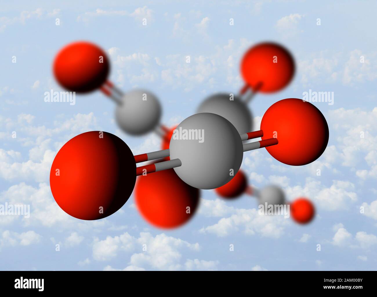 Carbon dioxide atoms, illustration Stock Photo