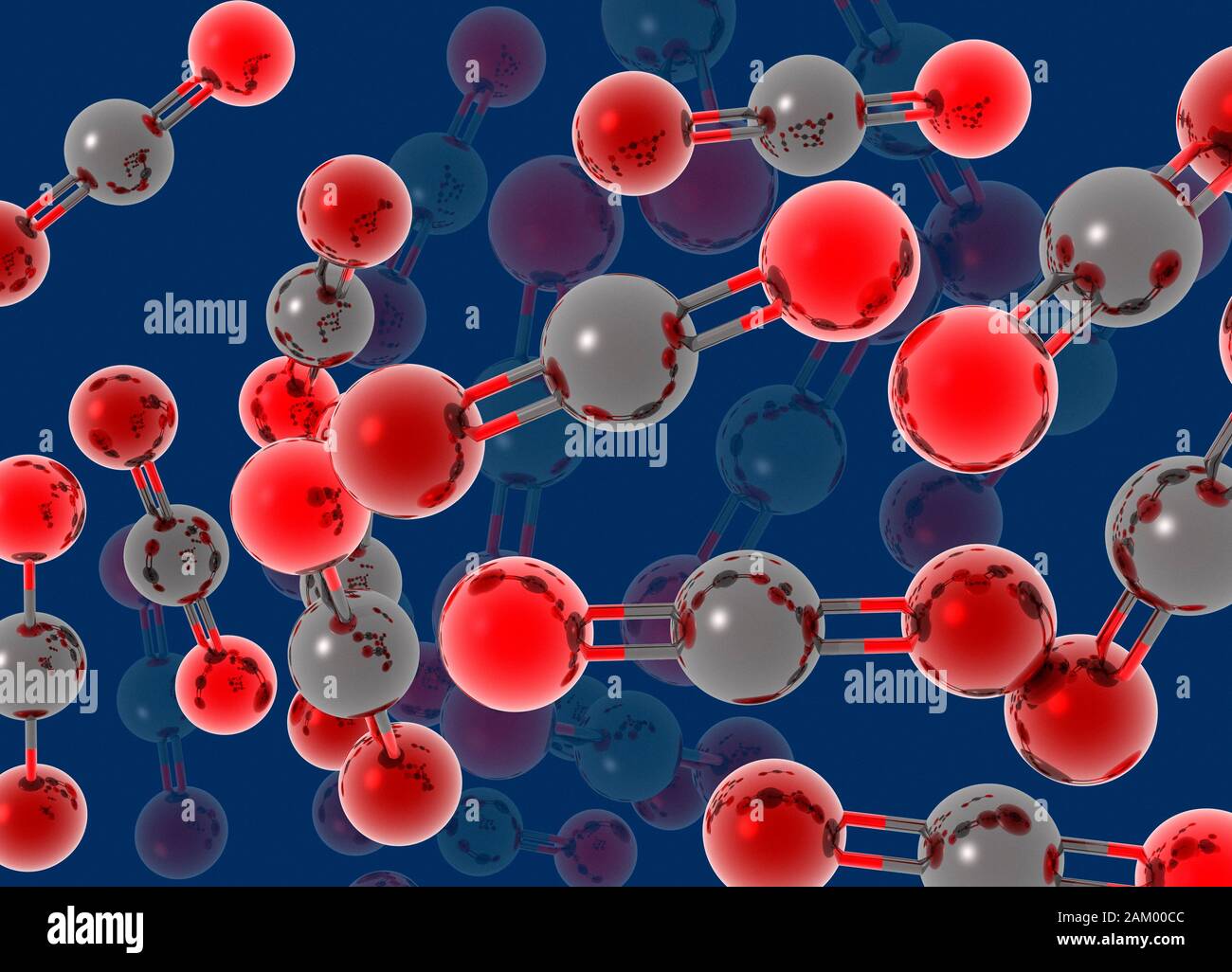 Carbon dioxide atoms, illustration Stock Photo