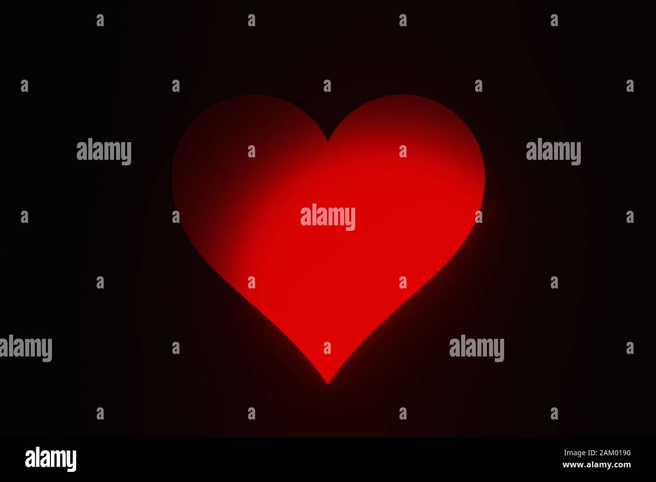 One Glowing Red Heart on Black Background CGI Illustration Stock Photo ...