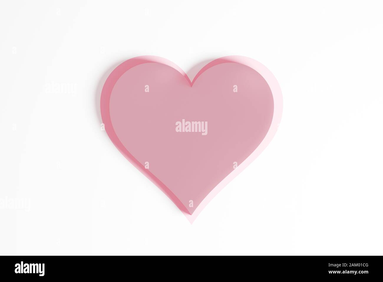One Pink Heart on White Background CGI Illustration Stock Photo - Alamy