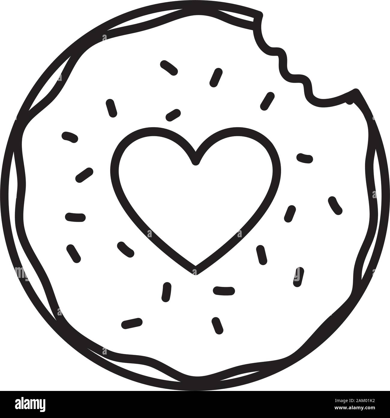happy valentines day bite sweet donut love vector illustration