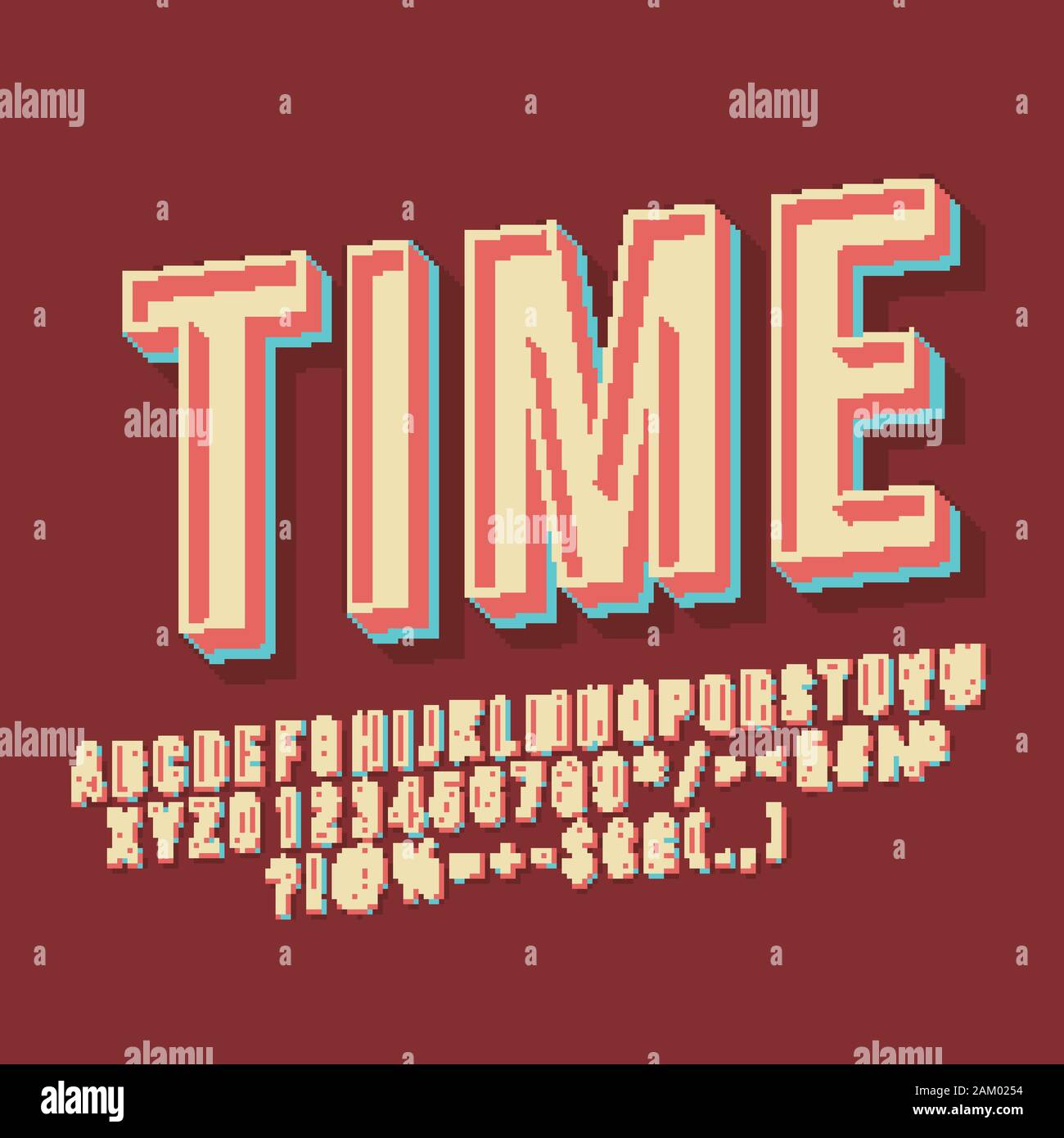 Time vintage 3d vector lettering. Retro bold font. Pop art stylized ...