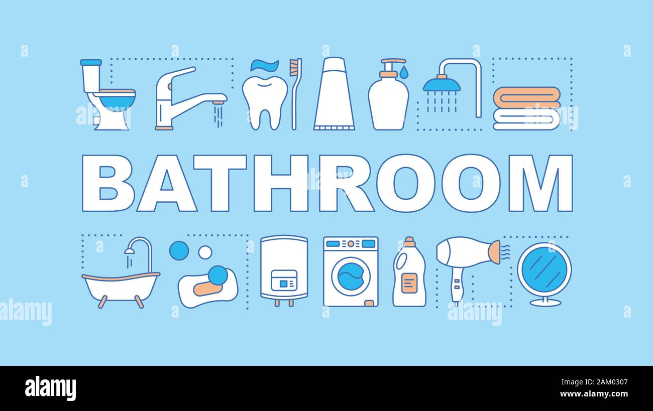 kampagne Åben trojansk hest Bathroom word concepts banner. Room with bathtub and toilet. Laundry  service. Home maintenance. Presentation, website. Isolated lettering  typography i Stock Vector Image & Art - Alamy