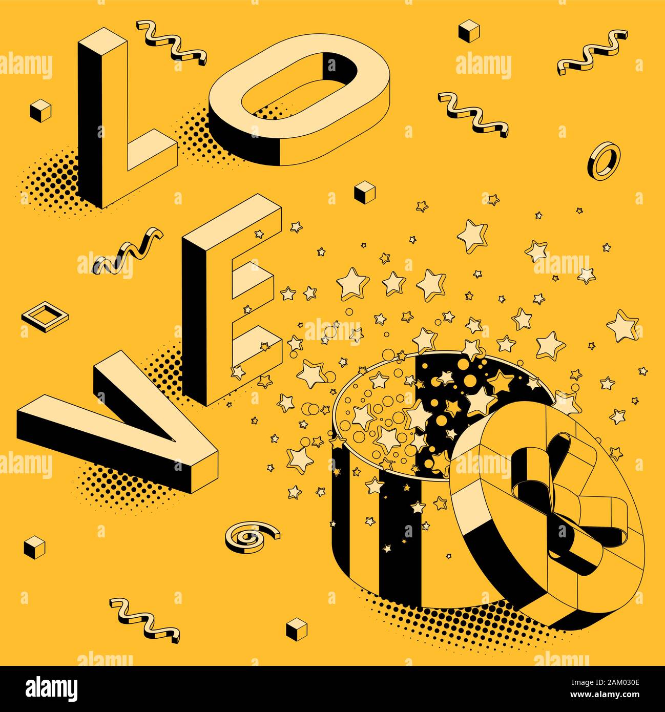 isometric valentine concept Stock Vector