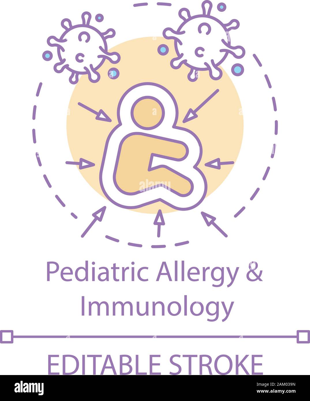 Pediatric allergy and immunology concept icon. Childrendiseases