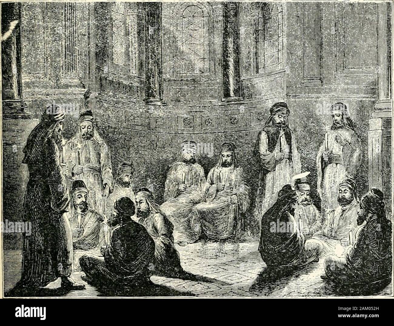The Open court . The High Priest, in Linen Vestments.Sprinkling the blood in the holy of holies. HISTORICAL SKETCH OF THE JEWS. 275 faith, inaugurated that peculiar system of conduct toward the Jewswhich finally resulted in their total expulsion from the peninsula. The Franks were at first less merciful to the Jews than theGoths. The Merovingian line treated them with peculiar rigor.Thus in 540 King Childebert forbade the Jews to appear in thestreets of Paris during the Easter week. Clotaire I. deprived themof the power of holding office. King Dagobert (629) compelledthem either to receive bap Stock Photo