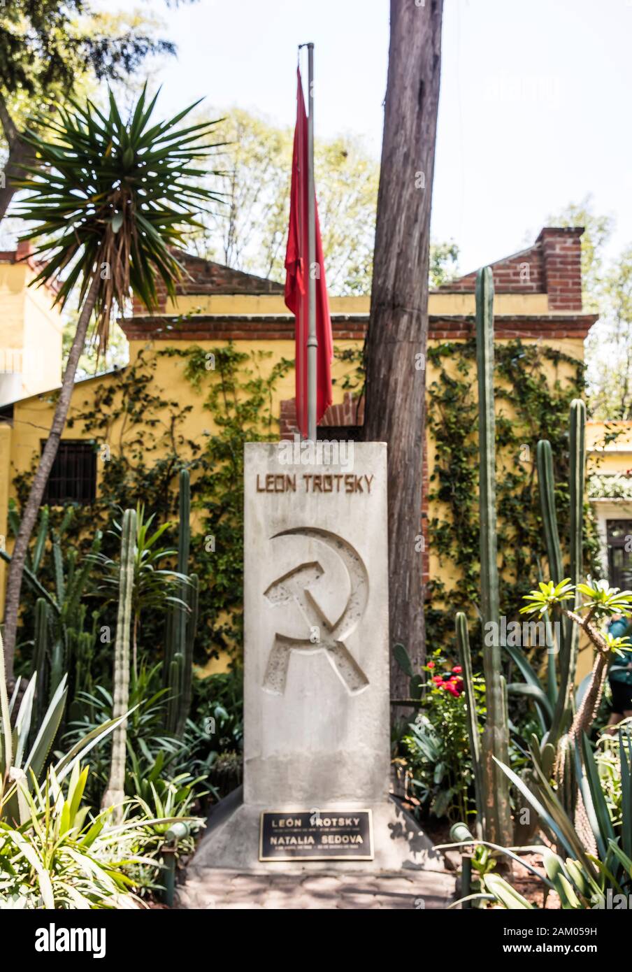 Trotsky Mexico city Grave of Leon Trotsky and his wife Natalia Sedova in his house in Coyoacan, Mexico City, Mexico Stock Photo