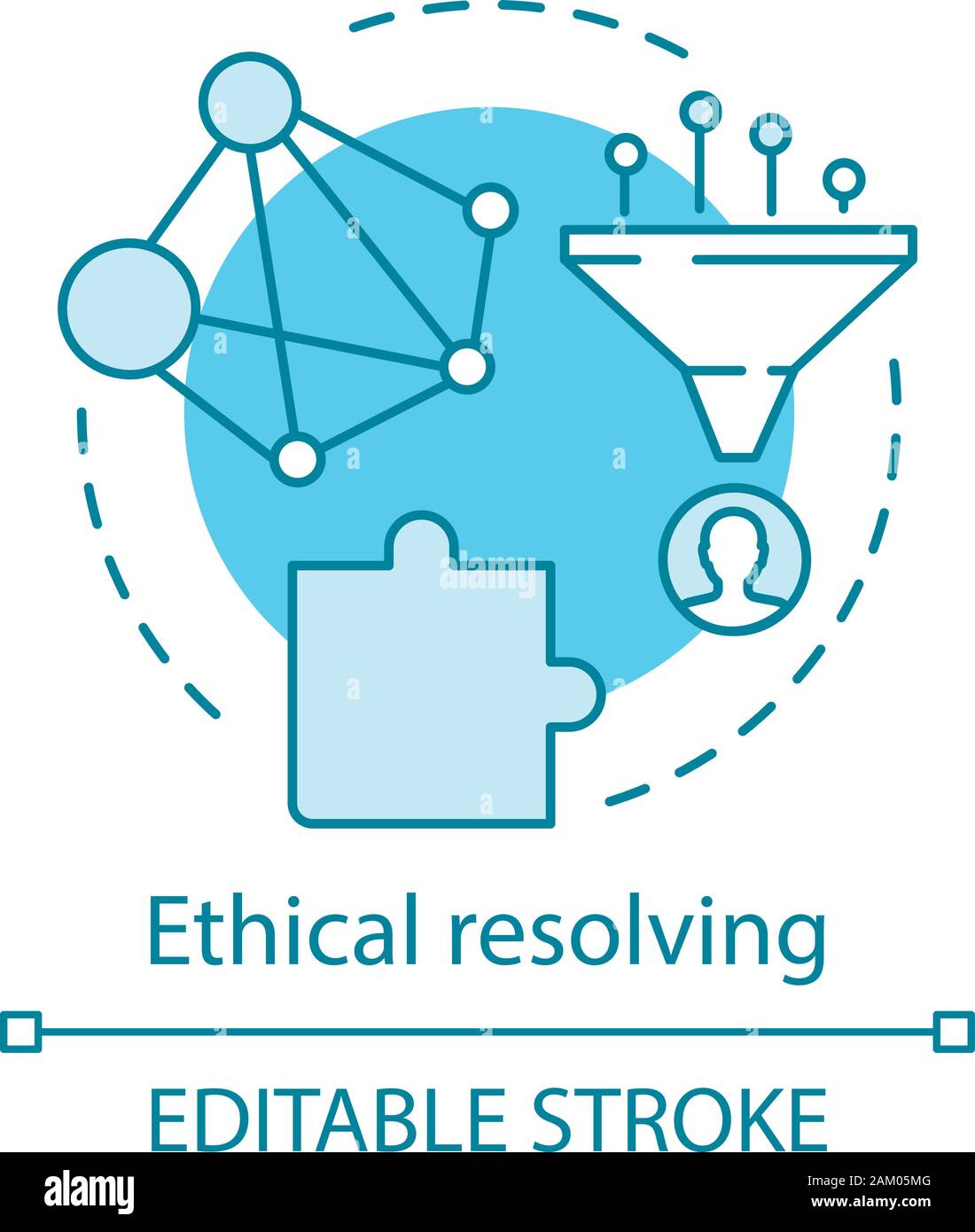 Ethical resolving concept icon. Moral dilemma idea thin line illustration. Code of ethics. Moral issue, problem resolution. Conflict management. Vecto Stock Vector